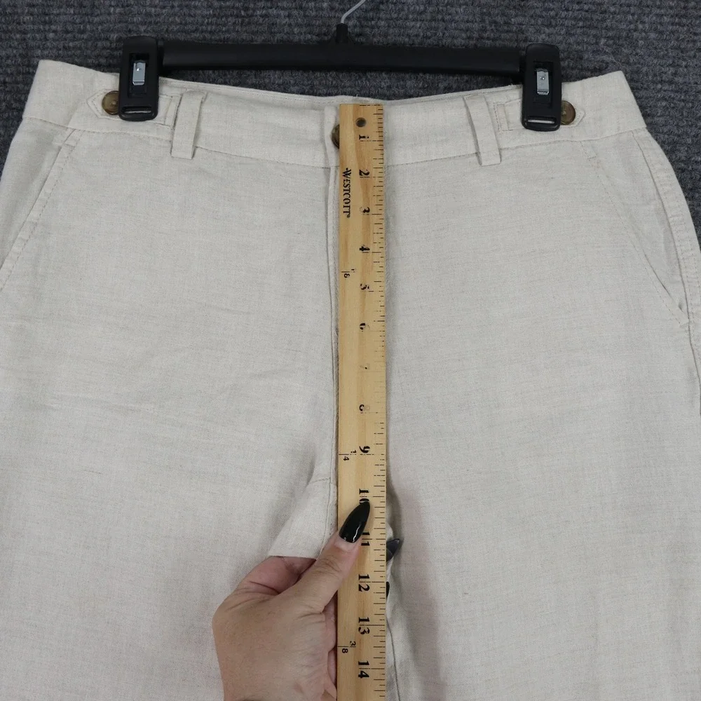 Banana Republic Linen Flowy Wide Leg Pants Women 4 Button Summer Workwear